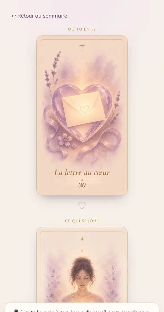 Un tirage trois cartes dans l'application